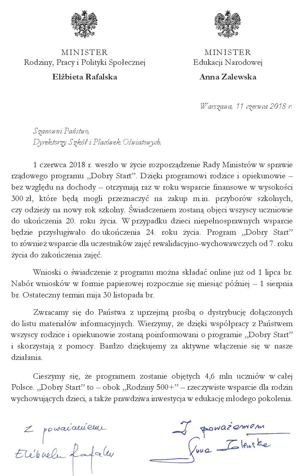 List Dobry Start