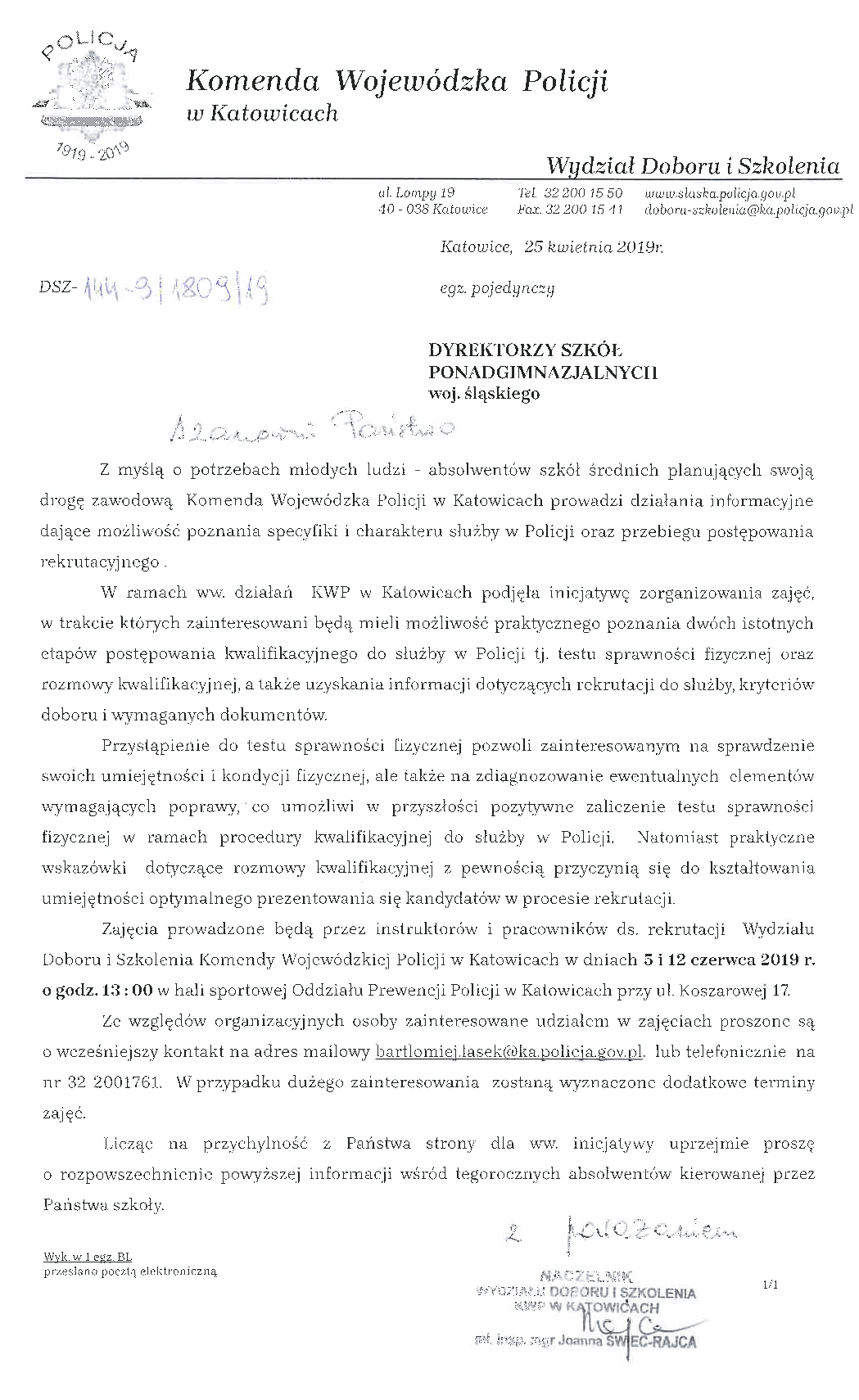 pismo policja